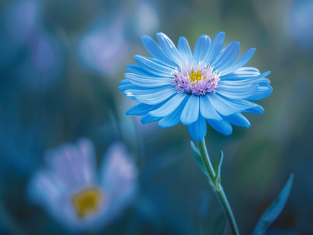 Vibrant blue daisy flower in natureの素材