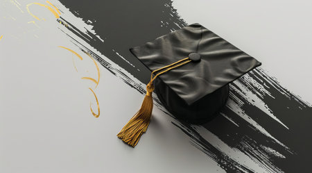 graduation cap on abstract backgroundの素材