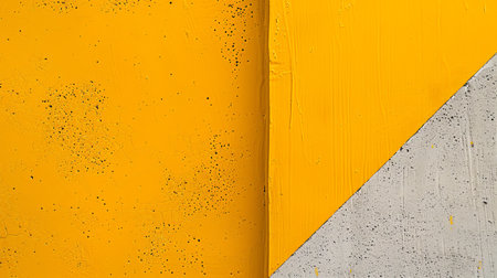 Vibrant yellow paint texture with concrete backgroundの素材