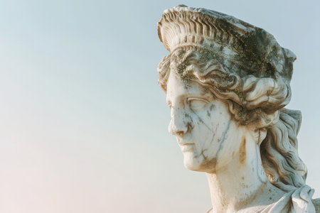 Weathered ancient marble statue profileの素材