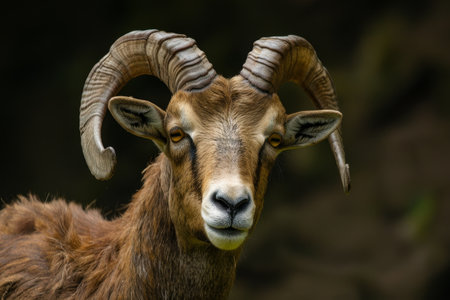 Close-up portrait of a majestic mountain goatの素材