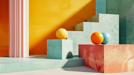 Vibrant geometric composition with abstract shapes and colorsの素材