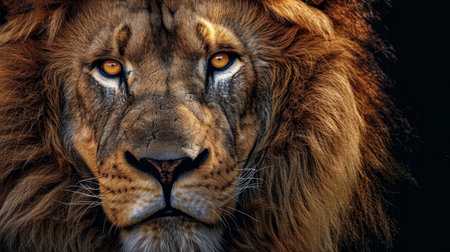 Powerful lion close-up portraitの素材