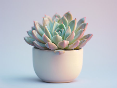 Succulent plant in a white ceramic potの素材