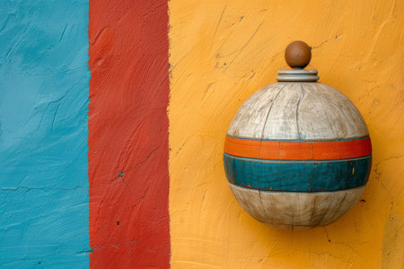 Colorful abstract art with wooden sphereの素材