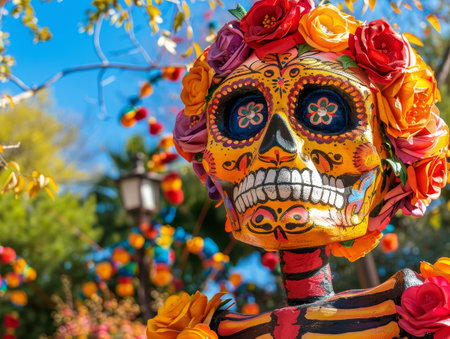 Colorful Day of the Dead skull decorationの素材