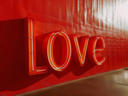 large red love sign in modern interiorの素材