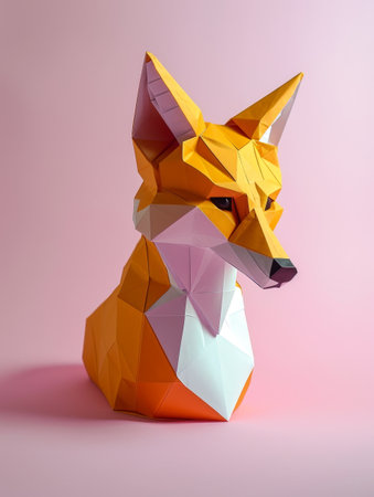 Geometric origami fox sculptureの素材
