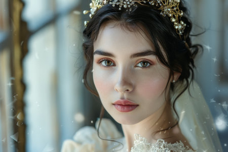 elegant bride with ornate headpieceの素材