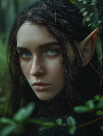 Mysterious woman in the forestの素材