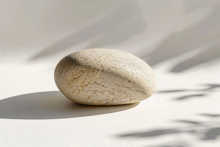 Smooth stone on a reflective surfaceの素材