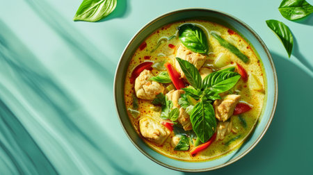 Delicious thai green curry with chicken and vegetablesの素材