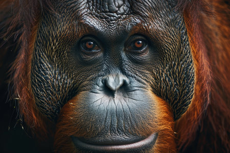 close-up portrait of an orangutanの素材
