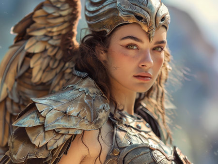 Fierce warrior woman in fantasy armorの素材