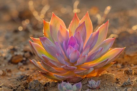 Vibrant succulent plant in bloomの素材