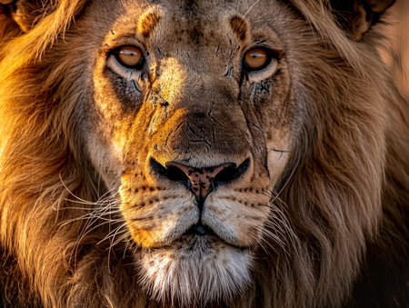 Majestic lion close-up portraitの素材