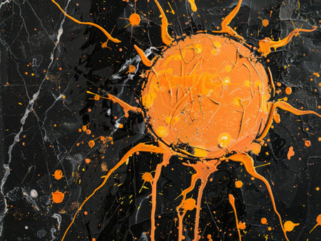 abstract orange and black paint splatter artの素材
