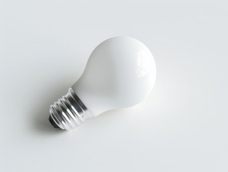 modern white light bulb on plain backgroundの素材