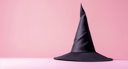 black witch hat on pink backgroundの素材