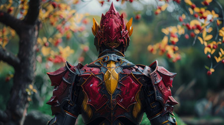 Ornate fantasy armor in a magical forestの素材