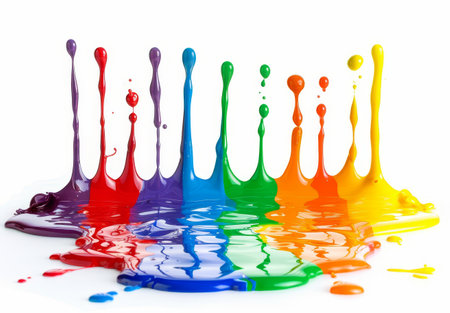 Colorful paint splashes and dripsの素材