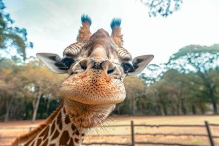 close-up of a curious giraffeの素材