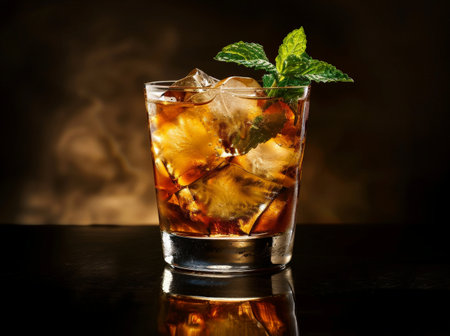 refreshing iced cocktail with mint garnishの素材