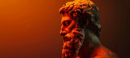 Dramatic lighting on ancient greek statueの素材