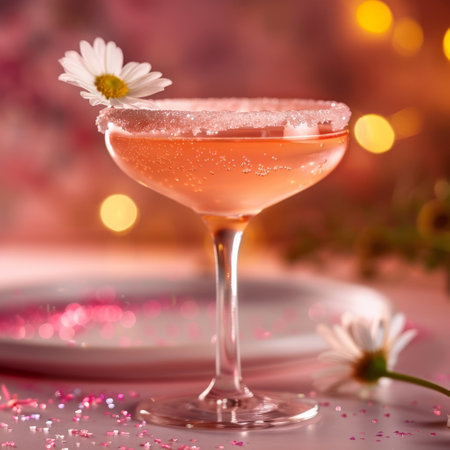 Refreshing Cocktail with Flower Garnishの素材