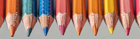Colorful pencils in a rowの素材