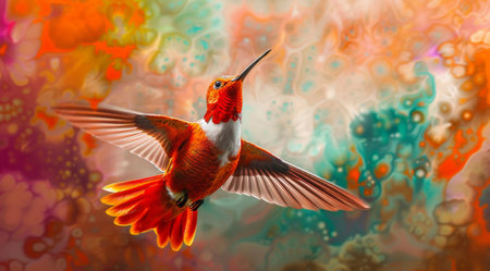 Vibrant hummingbird in flightの素材