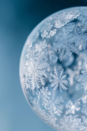 Intricate ice crystal patterns on a glass surfaceの素材