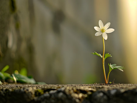 delicate white flower blooming in natureの素材