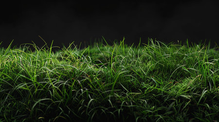 Lush green grass in the darkの素材
