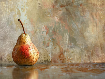 Ripe pear on textured backgroundの素材
