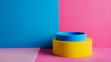 Vibrant geometric shapes in primary colorsの素材