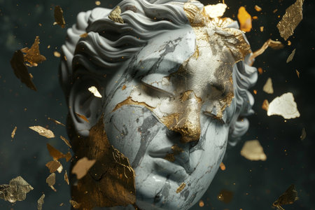 Artistic marble and gold abstract compositionの素材