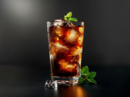refreshing iced cola drink with mint leavesの素材