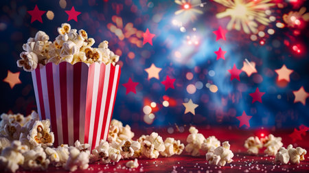 festive popcorn and stars backgroundの素材