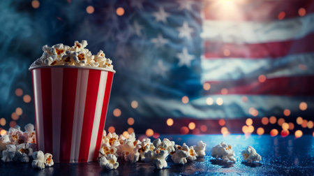 Patriotic movie night with popcornの素材
