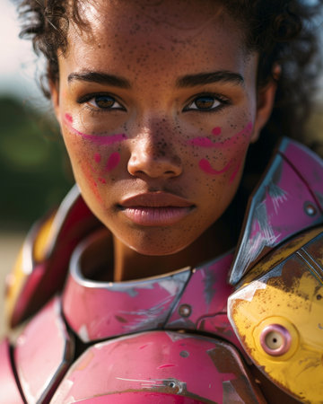 portrait of a young woman with face paintの素材