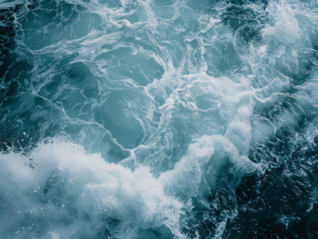 Crashing ocean waves with white foamの素材