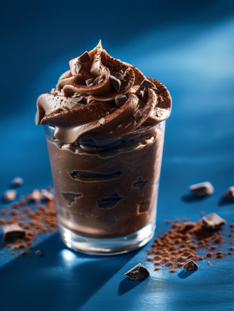 Decadent chocolate dessert in a glassの素材