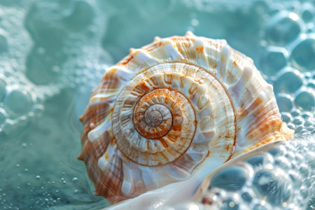 Intricate seashell in turquoise watersの素材
