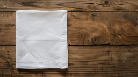 white cloth on wooden tableの素材