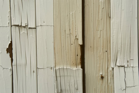 Weathered wooden planks with peeling paintの素材