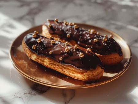 Delicious chocolate-covered pastry treatの素材