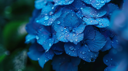 Vibrant blue flower petals with water dropletsの素材