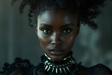 Powerful gaze of a young african womanの素材