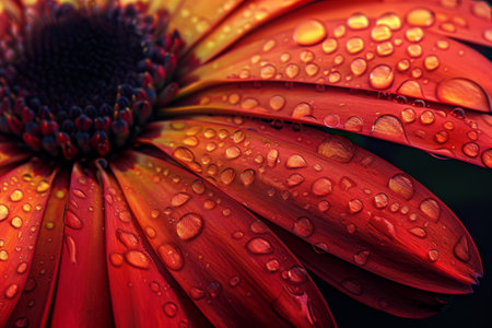 Vibrant red flower petals with water dropletsの素材